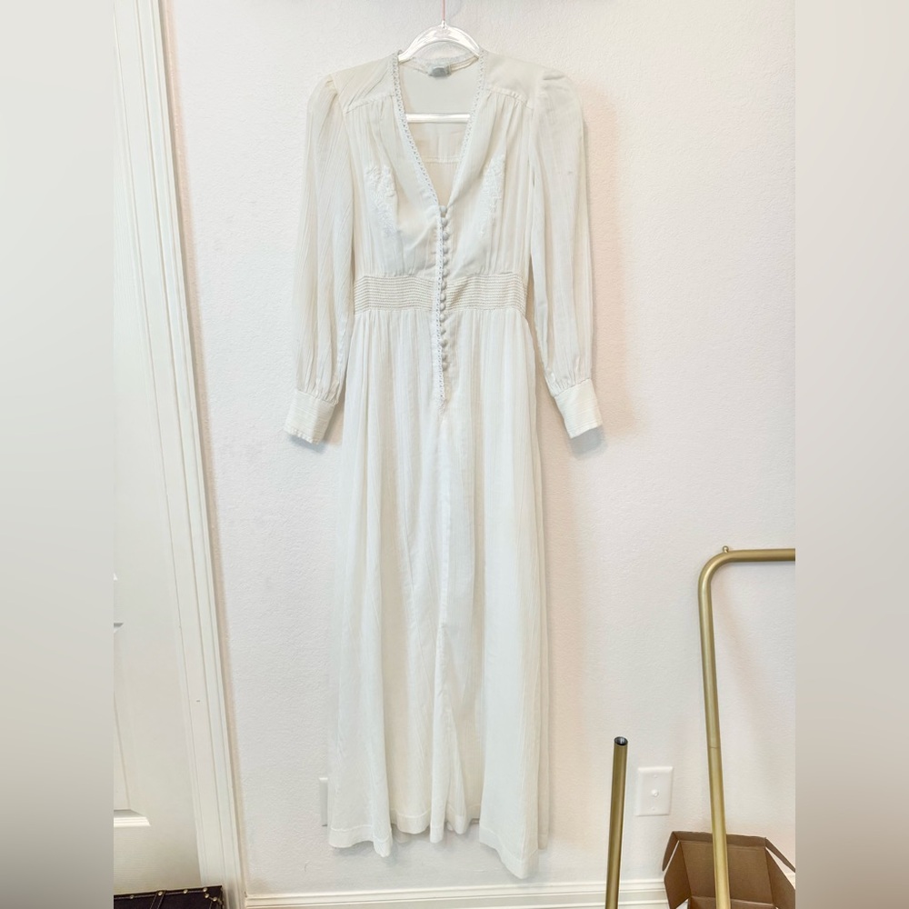 Vintage 1970s Wedding Dress -  Gunne Sax Style Cottagecore Wedding Dress Size 2 - Picture 6 of 10